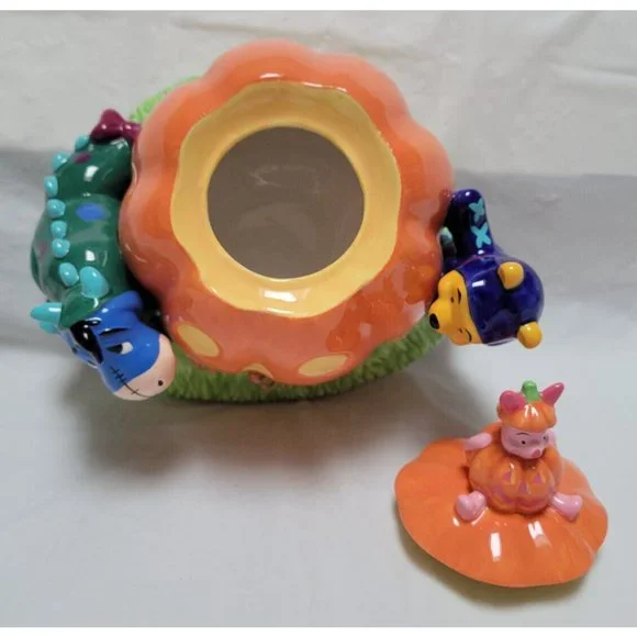 Vintage 1998 DISNEY STORE Halloween Cookie Jar Pooh Piglet Eeyore in Cos… - Picture 9 of 11